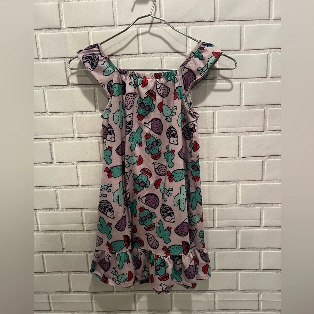 GYMBOREE little girls purple printed dress/size S(5-6)